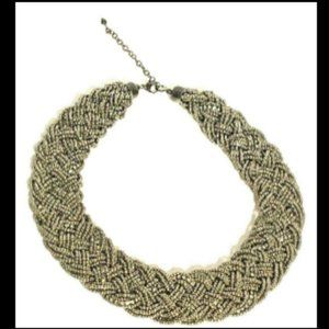 Choker Necklace Gun Metal Seed Bead Chunky Braided 20" Lobster Claw Closure